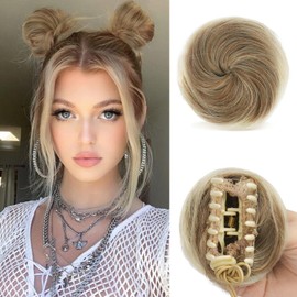 SOFEIYAN 2PCS Mini Claw Clip in Hair Bun Messy Hair Bun Extension Synthetic Donut Wig Accessory Updo Space Bun Hair Pieces for Women