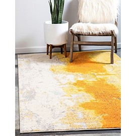Unique Loom Estrella Collection Colorful Abstract Yellow Area Rug (5' 0 x 8' 0)