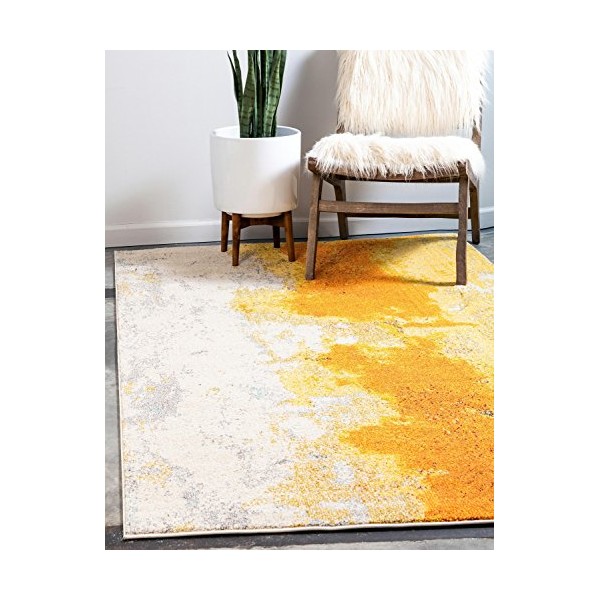 Unique Loom Estrella Collection Colorful Abstract Yellow Area Rug (5'