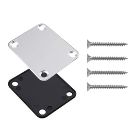 EMSea Neck Plate with Mounting Screws Compatible with Fender Compatible with Strat Compatible with Tele Electric Guitar, Silver