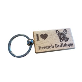 Ashton and Finch French Bulldog Keyring Gift – Wooden Laser Engraved Dog Key Ring Keychain
