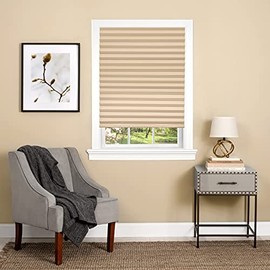 Achim Home Furnishings Cordless 1-2-3 Vinyl Room Darkening Pleated Window Shade, 36" x 75", Latte