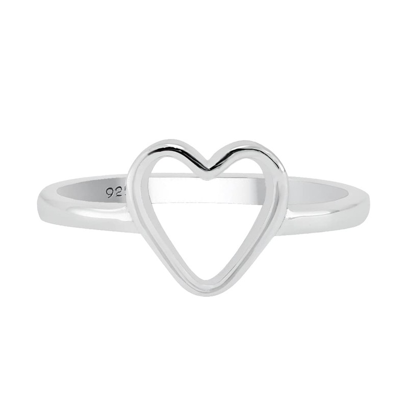 TISHAVI Sterling Silver Heart Shape Ring, Size 9, 925 Silver