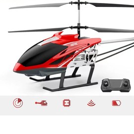 YUEQISM Red Large Fall Resistant Rc Helicopter 3.5 Channels Remote Control Helicopter Toys Gift with LED Light Night