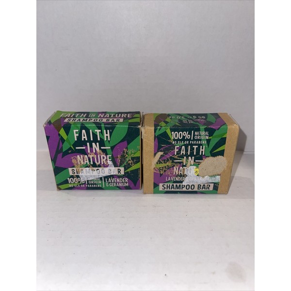 2 Faith in Nature All-Natural Ingredient Lavender & Geranium Shampoo Bar 3 oz