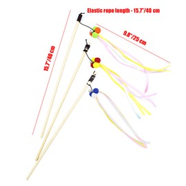 IUHKBH Cat Wands, 3 PCS Interactive Cat Teaser Wands with Bell Wood Cat Toy Wands for Cat and Kitten