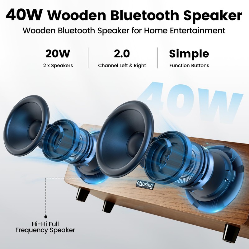 ottosing Bluetooth TV Speakers, 2.0 Sound Bar for Smart TV