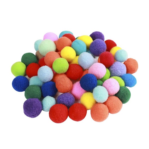 HugeDE 100 Pcs 3cm Pom Poms Large Multicolor Pom Poms Colorful Pom Pom Balls Craft Pom Balls Colored Puff Balls Fuzzy Pom Pom Balls for DIY Arts Projects