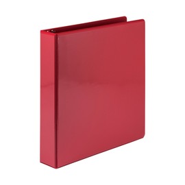 Samsill Economy 3 Ring Binder Organizer, 1.5 Inch Round Ring Binder, Customizable Clear View Cover, Red Binder (18553)