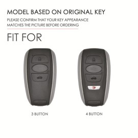 TECART Leather Key Fob Cover Fit for Subaru Outback Ascent Keychain Smart Remote Key Case Key Shell Protector 3 Button Blue
