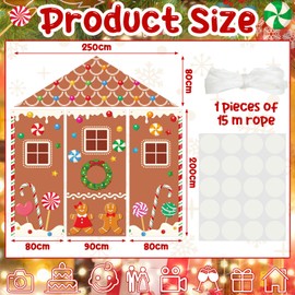 VitalCozy 4 Pcs Christmas Gingerbread Door Decoration Xmas Gingerbread House Candy Door Covers Backdrop Christmas Hanging Banner Porch Sign for Holiday Classroom Office Home Party Decor(Brown)