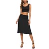 EXCHIC Women's Elastic Waist Plain A-Line Yoga Skirt - black,