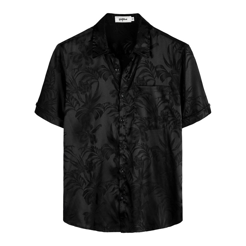 VATPAVE Mens Summer Jacquard Regular Fit Shirts Casual Button Down