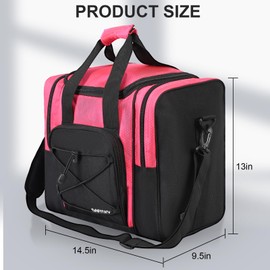 DAFISKY Bowling Ball Bag for Single Ball - Bowling Bag Tote for 1 Ball and Shoes with Padded Holder, 2 Pockets Fits Men & Women bowling Shoes Up To Mens Size 14, PINK