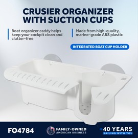 Five Oceans - Boat Storage Organizer and Drink Caddy - Suction Cup Drink Holder w/Drainage Holes. Console Organizer w/Knife Holder, Plier Holder, and 16 Lure Holders. Heavy-Duty ABS Plastic - FO4784