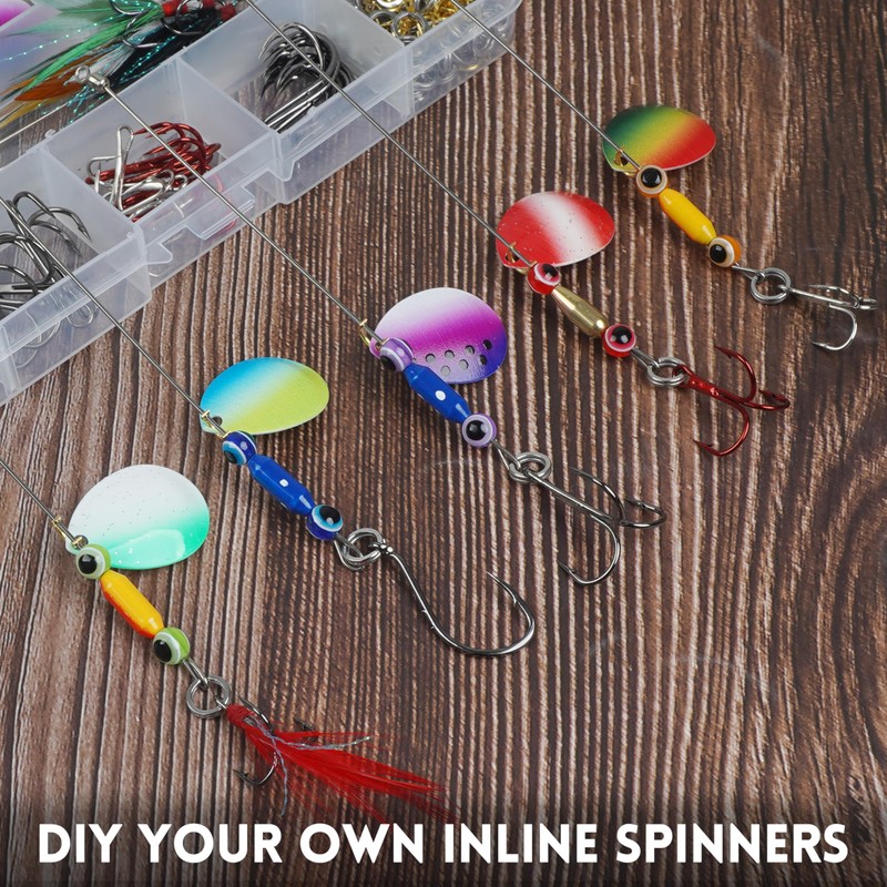 Spinner Fishing Lures Walleye Rig Making Kit, 250Pcs Spinner Blades