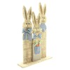 FRANK FLECHTWAREN Easter Decoration, Rabbit Trio, Chequered Look, Wood, Textile,