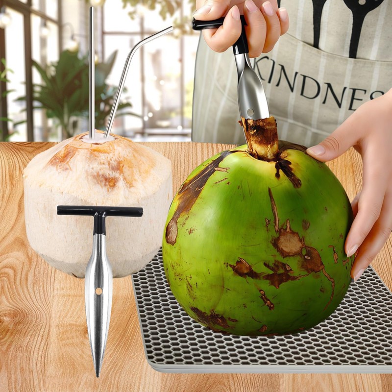 Coconut Opener Tool Set Safe & Easy Coconuts Tool to