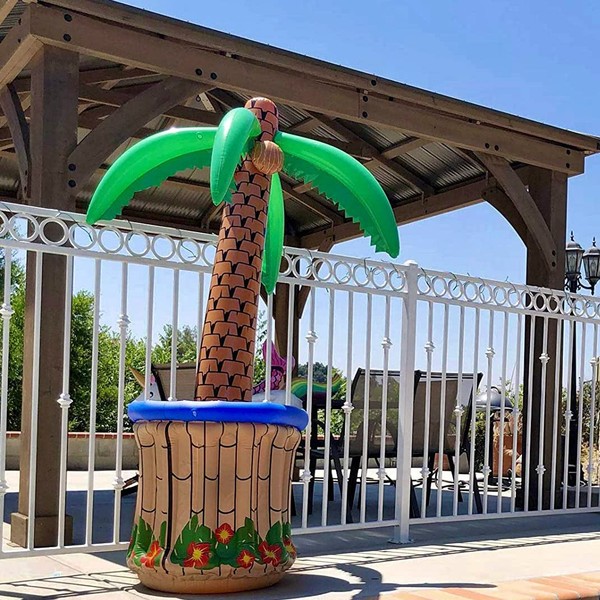 GIFTEXPRESS 72" Inflatable Palm Tree Cooler, Tropical Hawaiian Theme Party Décor, Perfect for Pool Party Summer BBQ Party and Luau Party, 6 Feet Inflatable Bar Cooler for Tropical Party Decorations