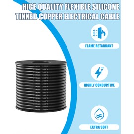 ENERJOUR 22 Gauge Silicone Wire 2 Colors Each Spool 100FT, 22 AWG Ultra Flexible Silicone Stranded Electrical Cable Tinned Copper Hook up Wiring kit for 12V 24V, DIY, Automotive, Battery, 200℃