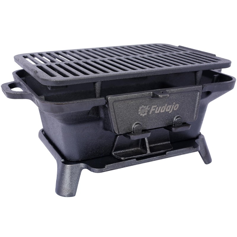 ESPIDOO Cast Iron Grill Outdoor Portable: Heavy-Duty Enameled Charcoal BBQ