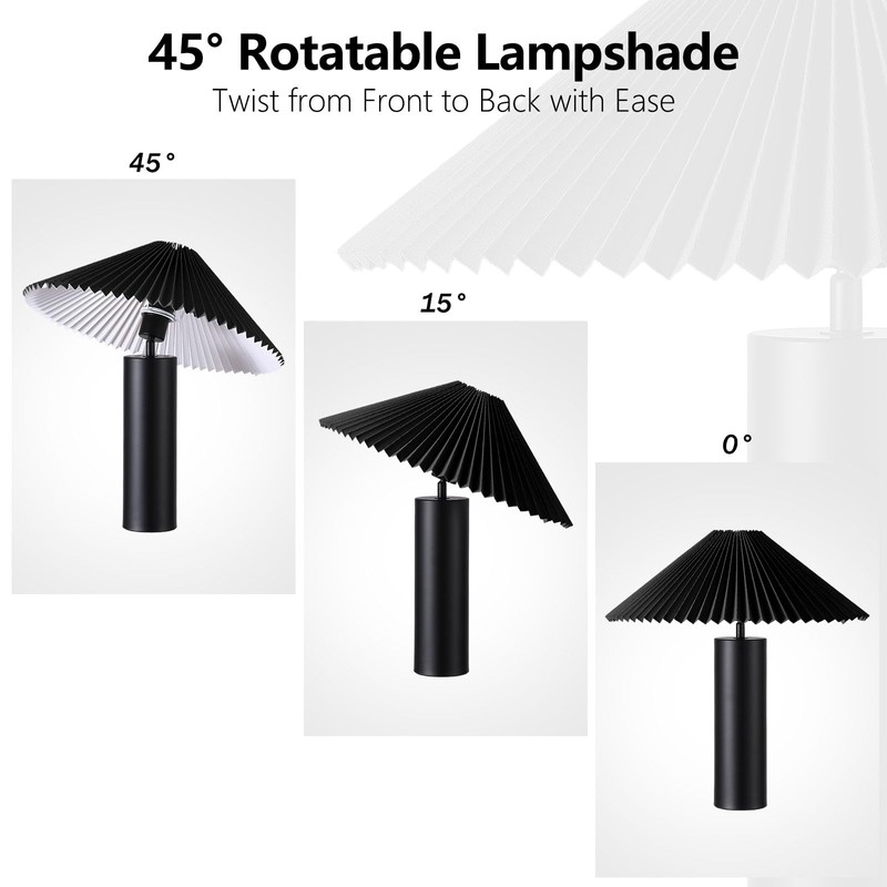 YJSQOEOE Modern Table Lamp with Pleated Lampshade and Cylindrical Base,