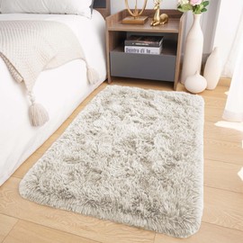 Oxford Homeware Rugs Living Room Small 50x80 cm – Fluffy Shaggy Cream Area Rugs for Bedroom, Lounge – Super Soft Non Slip Rug Washable Modern Floor Carpets Bedside Rug for Kids Room