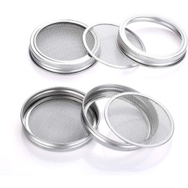 ProLeo 4 Pieces Stainless Steel Sprout Jar Lid Kit for Excellent Ventilation Wide Mouth Preserving Jars for Making