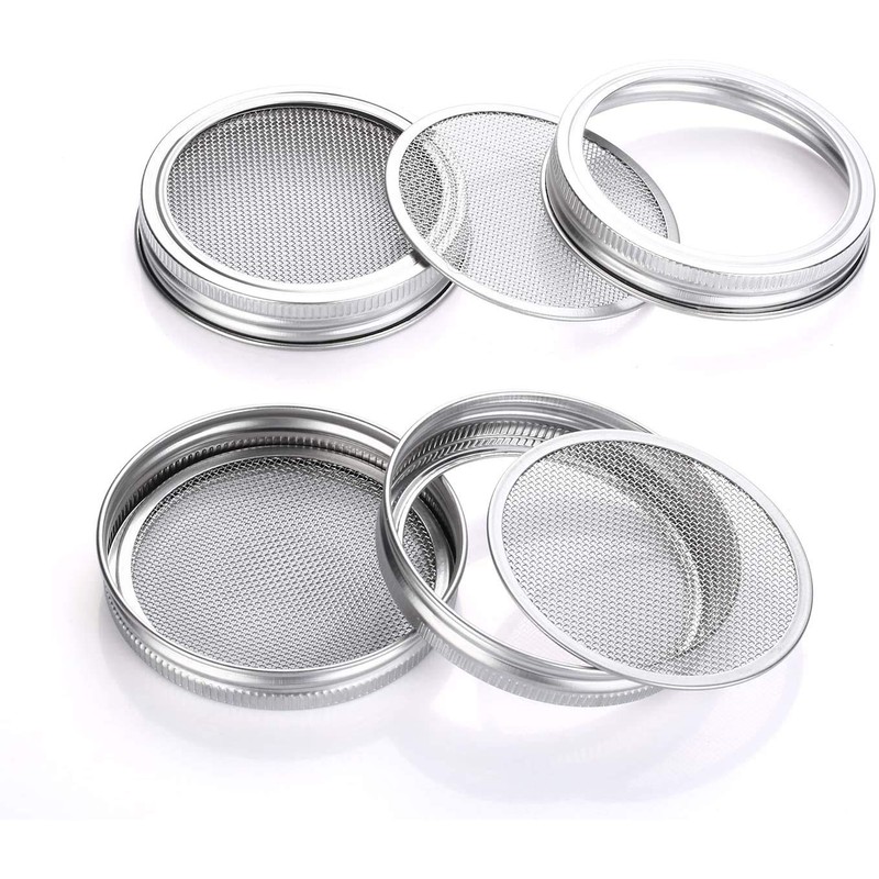 ProLeo 4 Pieces Stainless Steel Sprout Jar Lid Kit for