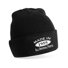 Print4U Made in 1955 Beanie Hat 70th Birthday Gift Great for Men & Women Black