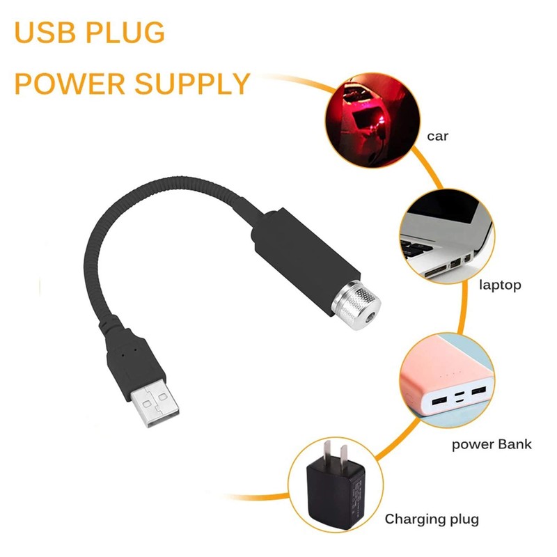 SoCal-LED Car USB Red Star Projector Night Light Adjustable Interior