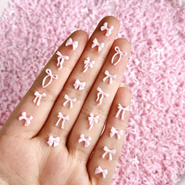 ITPOYOL 100 PCS Bow Nail Art Charms 3D Bowknot Nail Charms and Gems Pink Bows Cute Bow Charm Rhinestones Jewelry Accessories for Women DIY Manicure Decorations Supplies