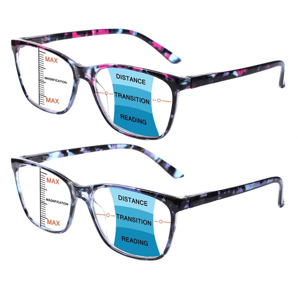 COJWIS Progressive Multifocus Reading Glasses Blue Light Blocking for Women