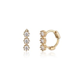 14k triple cubic mini one-touch ring earrings white gold (individual) / 14k 트리플 큐빅 미니 원터치 링 귀걸이 화이트골드(낱개)