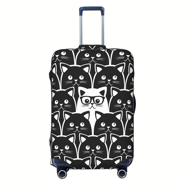 Richugui Cute Black and White cat Pattern Luggage Cover Elastic