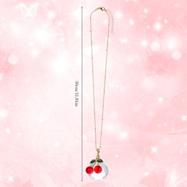 Cherry Car Decor Accessories for Women, Cute Crystal Suncatcher Rear View Mirror Pendant, Universal Car Interior Catcher Ornament, Hanging Lucky Cherry Decorations Charm