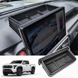 HGWEI Dashboard Storage Box Compatible with 2024-2026 Toyota Tacoma & 2025 2026 4Runner (14 Inch Screen Only), Behind Screen Dash Tray Interior Center Console Organizer Accessories-Not for 8" Screen