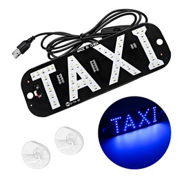 DXNQ Taxi LED Sign Decor, 5V USB Bright Taxi Led Windscreen Cab Indicator Lamp Signal, Vibrant Taxi LED Sign Decor with Transparent Suction Cups for Driver (Blue, USB)