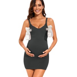 GXXGE Nursing Bra Pumping Bra Hands Free Maternity Nursing Tank Cami for Breastfeeding with Adjustable Straps Grey Large