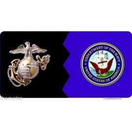 MARINE CORPS AND NAVY A HOUSE DIVIDED MILTARY USA MADE LICENSE PLATE