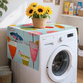 Washer and Dryer Top Covers, Fridge Dust Top Cover Refrigerator Dustproof Cover Washing Machine Covers for The Top with 4 Storage Pockets 22 x 51 in