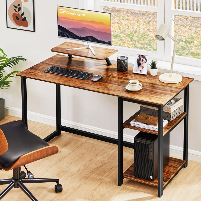 GreenForest Computer Desk with Monitor Stand,47 inch Home Office Desk