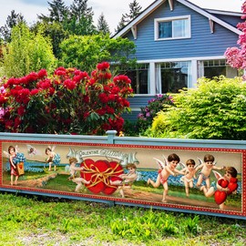 Valentine's Day Decorations 118"x24" Large Vintage Valentines Banner Red Love Heart Backdrop Retro Yard Sign for Valentine's Day Indoor Outdoor Garden House Fence Garage Anniversary Wedding Lawn