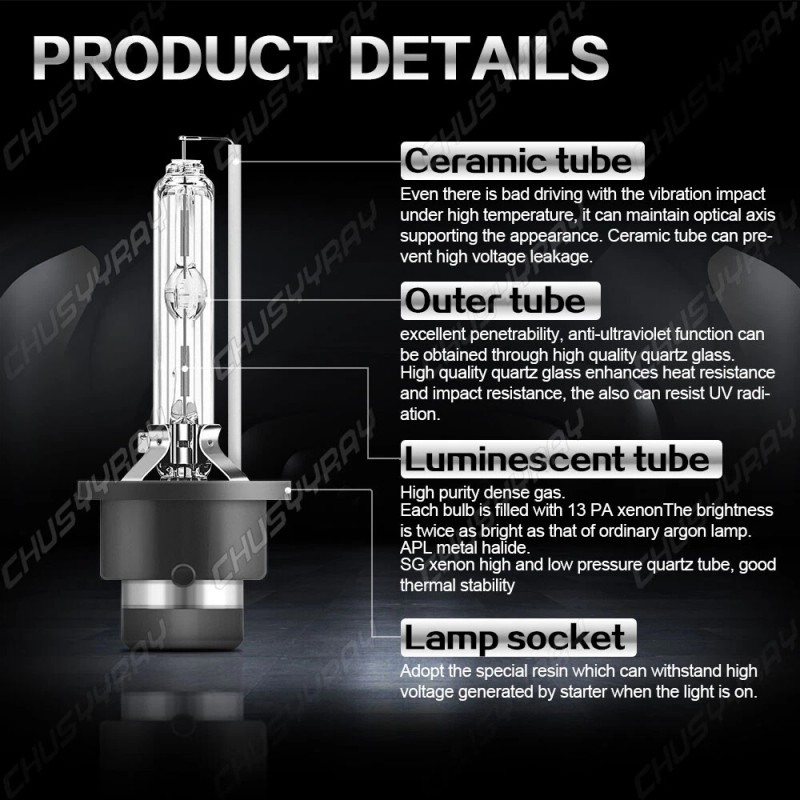 CHUSYYRAY For Lexus ES330 2004 4X D2R+H3 HID/LED Headlight Low