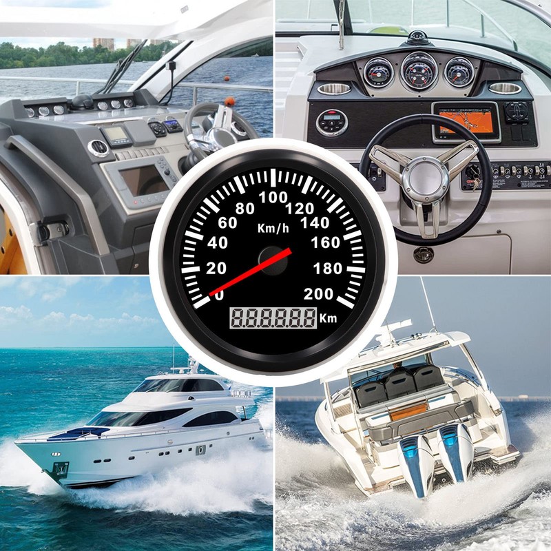 Trisar GPS Speedometer, 85mm/3.35in, IP67 Waterproof, Red Backlight for Yacht,