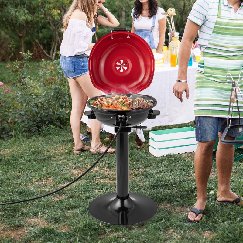 CHEFJOY 1600W Electric Grill Outdoor, 15-Serving Freestanding Camping Grill with