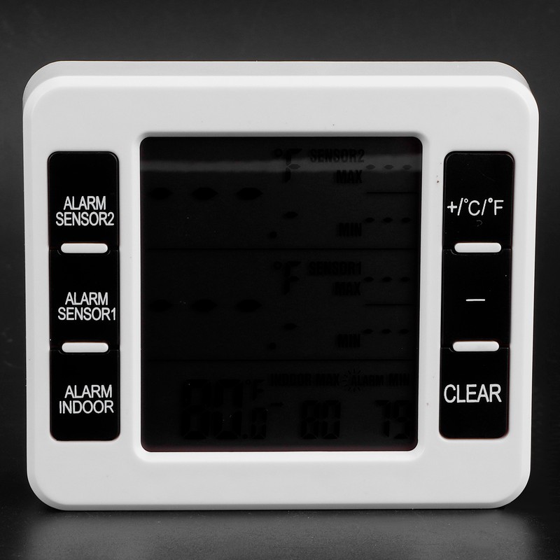 Refrigerator Thermometer Wireless Indoor LCD Digital Freezer Alarm Thermometerwith 2