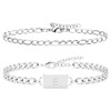2PCS Initial Letter Stainless Steel Bracelet, A-Z Letter Pendant Cuban