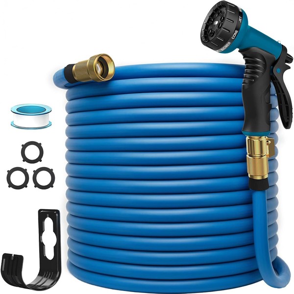 Garden Hose, Water Hose 100ft with 10 Function Spray Nozzle,