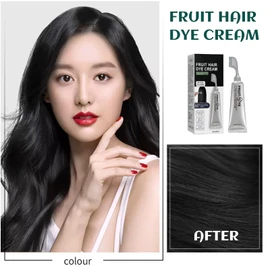 Black Fruit Dyeing Cream, Plant Extract Hair Dye Essence, Hair Dye Cream with Comb, Natural Fruit Hair Dye for Grey Hair Coverage, Fruit Essence Hair Dyeing Comb, Black Hair Dye for Men Women